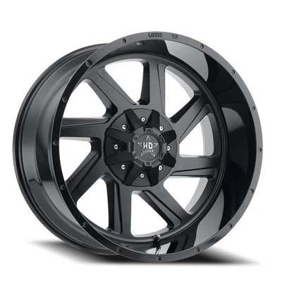 22x12 Luxxx HD LHD14 Gloss Black Lip Matte Black Face Wheel 8x6.5 (-44mm) - Image 1 of 4
