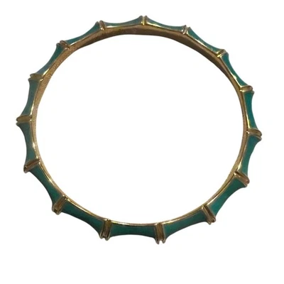 Vintage Stella & Dot Women's Cream Enamel Bamboo Bangle Bracelet Boho Retro Aqua - Image 1 of 3