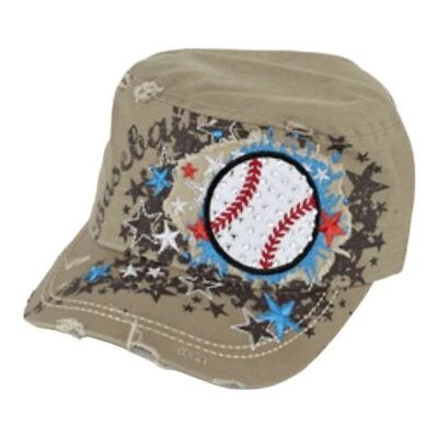 Gorra Leader estrás bling tema de béisbol bordada bronceada cadete sombrero desgastado Foto 1 de 4