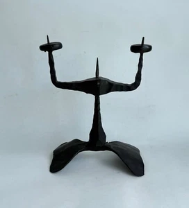 Design vintage 1960 DAVID PALOMBO brutalist Iron Candle sculpture chandelier B - Imagen 1 de 20