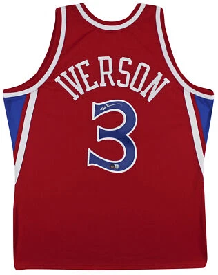 76ers Allen Iverson Authentic Signed Red M&N HWC Authentic Jersey BAS Witnessed - Image 1 of 4