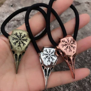 3pcs Viking Hair Jewelry Gothic Raven Skull Ponytail Holder Hair Accessories - Picture 1 of 12