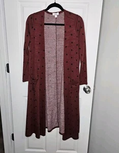 LulaRoe Womens Cardigan Duster Sarah Size Small Orange Black Polka Dot - Picture 1 of 6