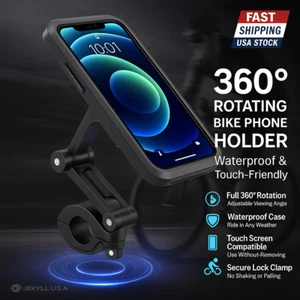 Soporte Impermeable Celular Bicicleta Moto 360° Giro Pantalla Táctil Funda Case - Picture 1 of 13