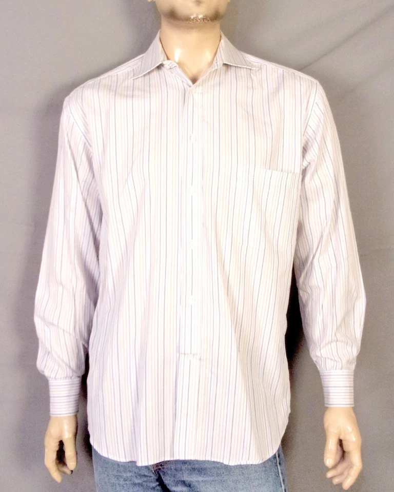 Usada en Excelente Condición Camisa BD a Rayas de Diseñador CANALI Rayas Texturizadas Hecha en Italia 41 16 Foto 1 de 3