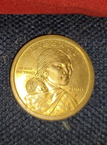 RARE NO EDGE WRITING 2000 P SACAGAWEA ONE DOLLAR COIN US LIBERTY GOLD COLOR Cover