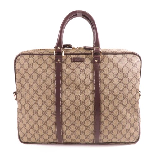 Borsa a tracolla Gucci GG GHW borsa a mano borsa da lavoro tela rivestita in PVC 201480 marrone