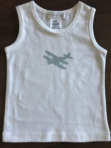 BNIP Boy's Sz 1 Lulu & George Brand Pure Cotton Aeroplane Logo Singlet Tank Top - Picture 1 of 1
