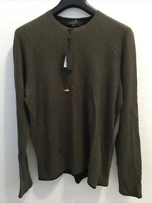 Rag & Bone Mens Army Tripp Crew Sweater Army Green L Nwd - Image 1 of 4