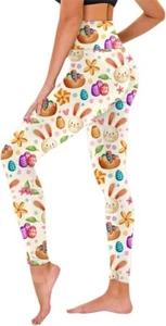 Happy Easter Day Bunny Eggs Yoga Pants High Waisted Leggings Athletic Pants - Picture 1 of 2