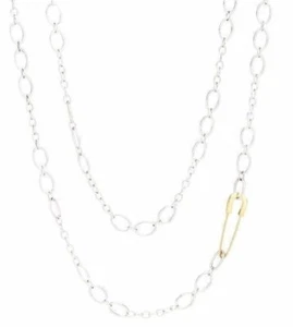 Collana Dodo 90 Cm Argento ed Oro Giallo - Foto 1 di 7