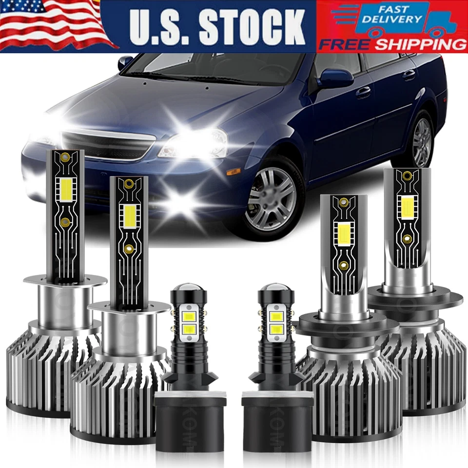 For Suzuki Forenza 2004-2008 6X LED Headlights Head Lamps Fog Bulbs 6500K White - Image 1 of 4