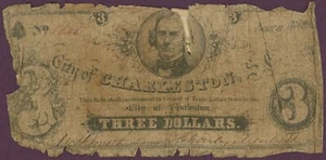 City of Charleston SC 1862 $3 Sh-790 R5 No.8045 (L0627) - Imagen 1 de 2