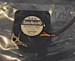 Sanyo Denki-SAN ACE40 FAN model-9GV0412J301-12VDC, 0.60A, Guide Vane, Tach - Picture 1 of 3