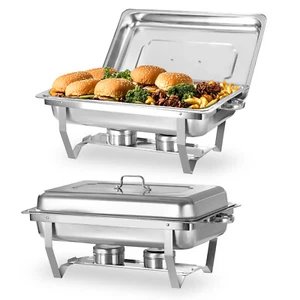 Paquete de 2/4/6/8 platos para frotar 8 cuartos con sartén de tamaño completo, calentador de alimentos de acero inoxidable - Imagen 1 de 10