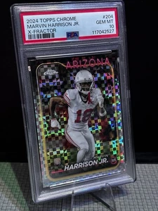 MARVIN HARRISON JR. 2024 TOPPS CHROME X-FRACTOR #204 ROOKIE RC PSA 10 - Picture 1 of 2
