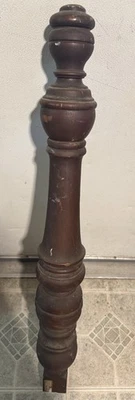 Vtg Turned WOOD 37” Tall Newel Bed POST Column ARCHITECTURAL SALVAGE Baluster - Image 1 of 4