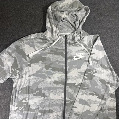 Nike Mens Sweatshirt Hoodie  Gray Camo 2XL Organic Cotton Long Sleeve Pullover - Image 1 of 4