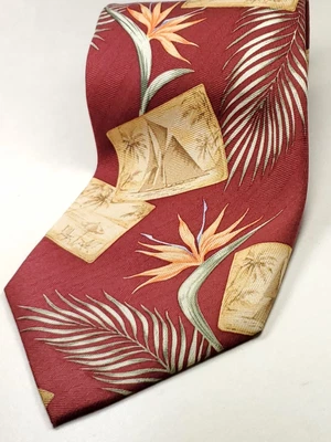 Corbata Floral TOMMY BAHAMA Hecha a Mano 100% Seda Para Hombre Borgoña Rojo Naranja NUEVA Foto 1 de 4