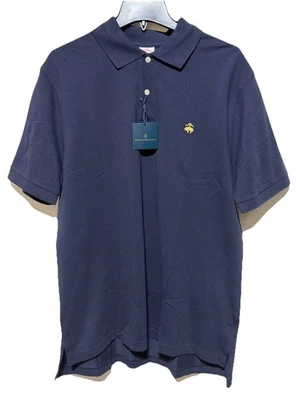 Brooks Brothers 1818 Performance Polo 衫男式 LG OG Fit 高尔夫海军蓝金色标志 — 第 1/4 张图片