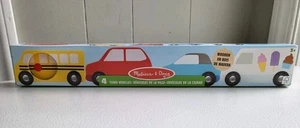 Melissa & Doug Four Wooden Town Vehicles School Bus SUV Convertible & Ice Cream  - Picture 1 of 11