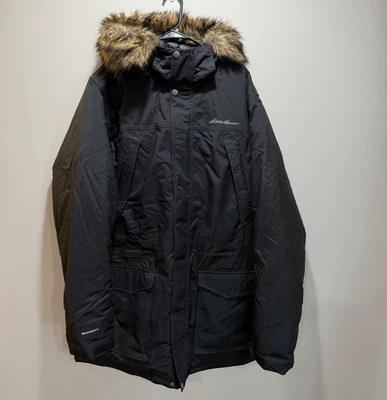Chaqueta Parka Eddie Bauer WeatherEdge Para Hombre TXXL Negra Imitación Piel Capucha Abrigo Foto 1 de 4