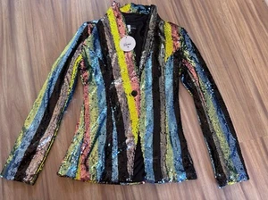 NWT Sequined Multicolored Blazer Day & Night Small - Picture 1 of 7