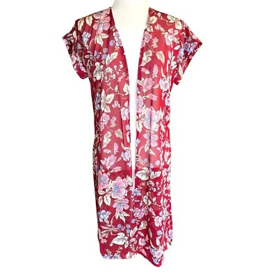 Vtg 70s Sheer Floral Kimono J C Penney Sz 13 Romantic Feminine Boho Hippy Sexy - Image 1 of 4