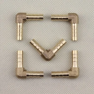 5Pcs (1/4" x 1/4") Brass Barbed Tube Pipe Fitting Hose Barb Elbow 90 Degree NEW - Picture 1 of 7