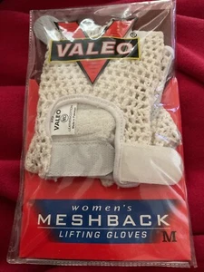 Valeo White Women's Mesh Half Finger Leather Lifting Glove Size M New - Picture 1 of 2
