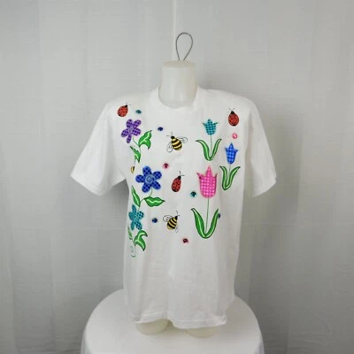 Camiseta Paintworks India Ink Glitter Puff Paint Bejeweled Single Stitch #9894 Foto 1 de 4