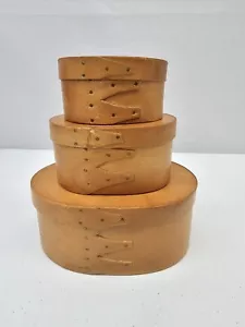 Set 3 SHAKER Nesting Scatole Ovali in Legno Artigianali - Foto 1 di 16