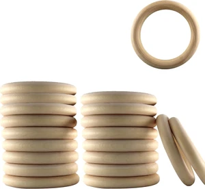 20PCS Unfinished Wooden Rings, 70Mm/2.8" Natural Smooth Wooden Circles Rings for - Picture 1 of 6
