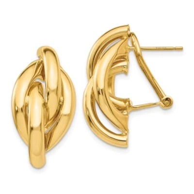 24mm 14K Yellow Gold Swirl Omega Back Post Earrings - Image 1 of 4