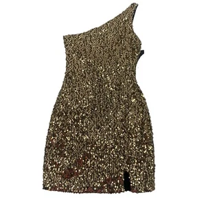 Jump Apparel Size Small Gold Sequin One Shoulder Mini Cocktail Party Dress NWT - Picture 1 of 13