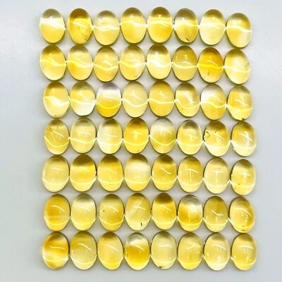 60 Pcs Natural Citrine 7x5mm Oval Cabochon Loose Gemstones Wholesale Lot - Image 1 of 4