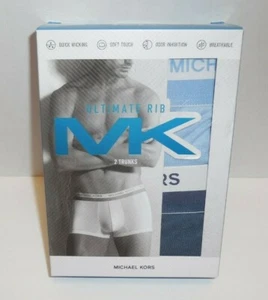 Michael Kors 2 Pack Mens Small Ultimate Rib Underwear Trunks Blue New Men's - Picture 1 of 2