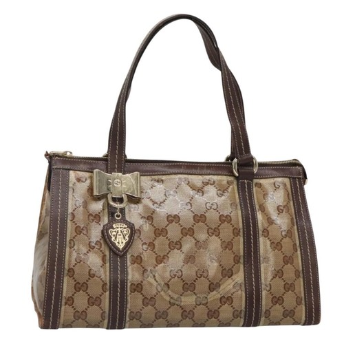 GUCCI GG Borsa a mano cristallo rivestita tela beige oro 181490 originale sw731