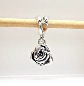 Authentic Pandora #793213C00 Rose in Bloom Dangle Charm - Picture 1 of 3