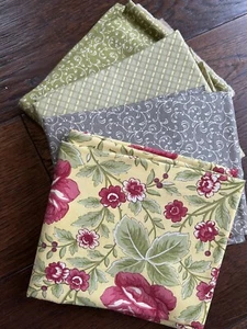 MODA Field Notes By Blackbird Designs 1/2 Yard Bundle Yellow Roses, Green Swirl - Picture 1 of 6
