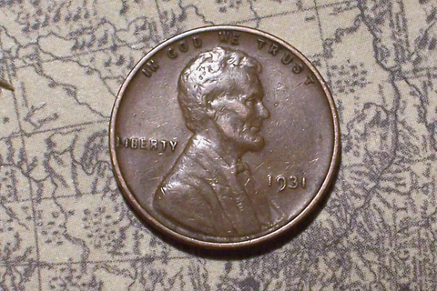 1931-- @  Lincoln Wheat Penny (From roll) Cover