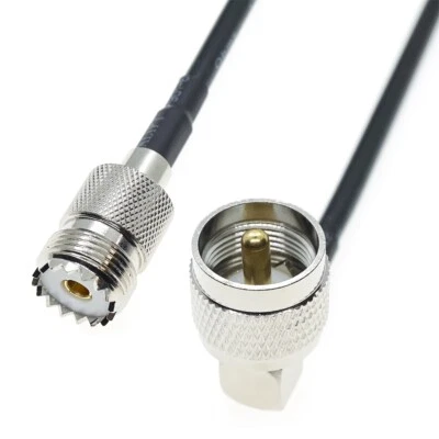 UHF male Right Angle to UHF female SO239 connector lot RF Coaxial Cable RG58 - Image 1 of 2