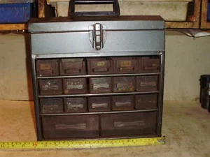 17 drawer & top tray, metal/plastic parts/fixings cabinet, 12" x 12" x 5 1/2" - Picture 1 of 14