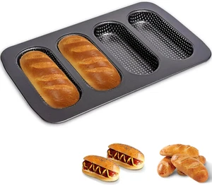 Mini Baguette Tray, Perforated French Stick Loaf Baking Molds Pan, Non-Stick ... - Picture 1 of 1