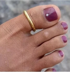 New Year Gift Adjustable Toe Ring Solid Metal 925 Silver Yellow Gold Plated - Picture 1 of 3