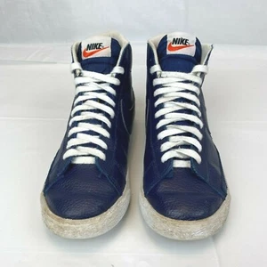 Nike Blazer Mid Premium Shoes Boy’s Size 6Y Blue Leather 895850-400 - Picture 1 of 9