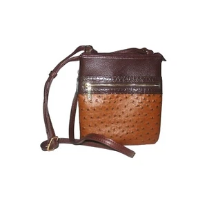 Bolso Bandolera Imitación Cuero Avestruz Dos Tonos con Bolsillo con Cremallera y Correa Ajustable - Imagen 1 de 3