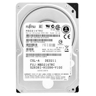 Hard Drive Fujitsu MBD2147RC SAS 147GB 10,000 Rpm 2.5" Inch - Image 1 of 4