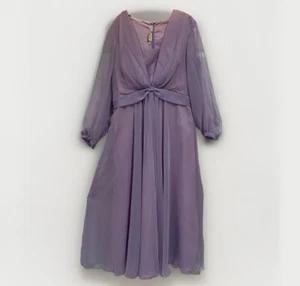 Vestido de noche de colección de gasa lavanda manga larga para mujer XL USA Union - Imagen 1 de 21