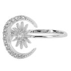 925 Silver Ring Exquisite Star Moon Diamond Ring Jewelry Accessory(White Gol ZZ1